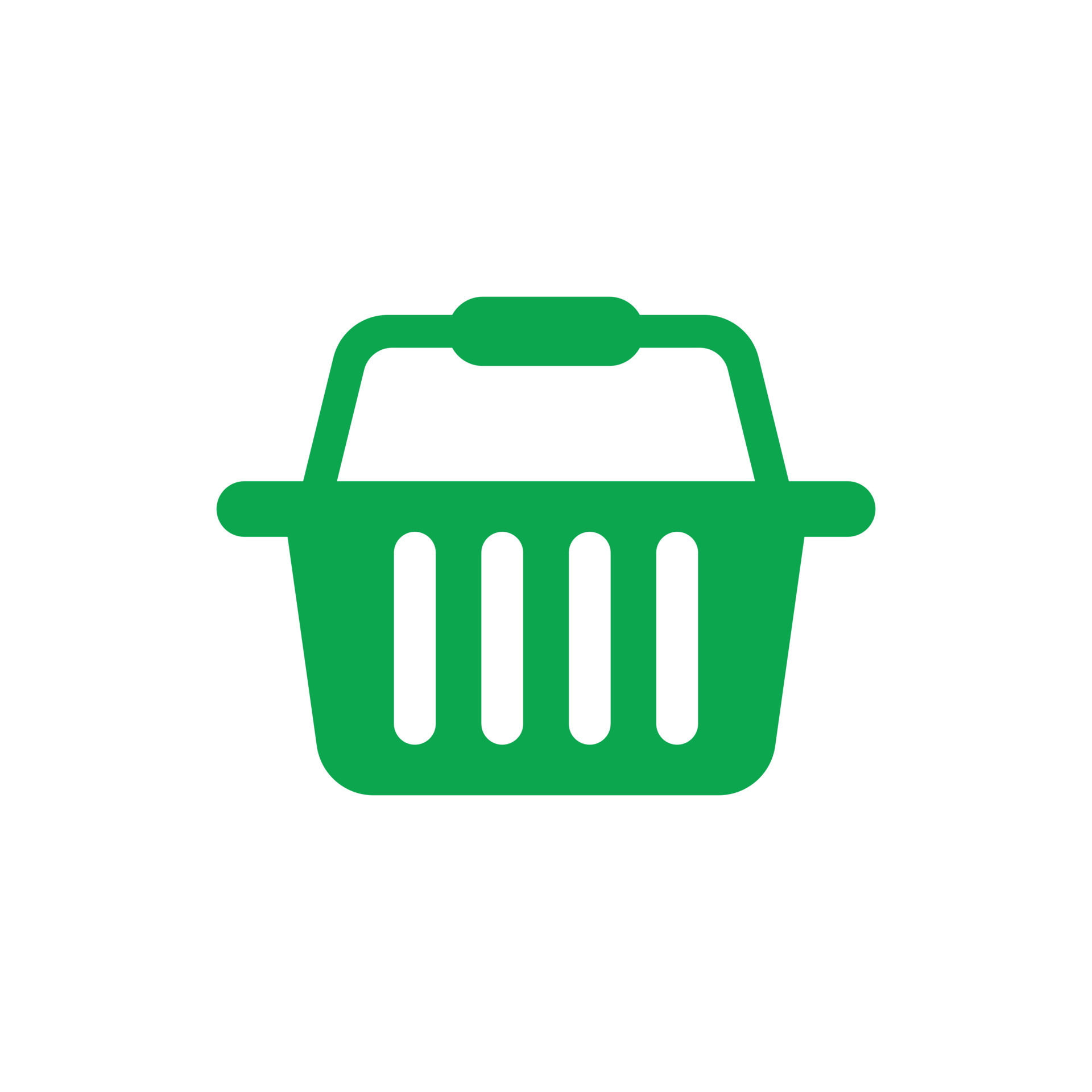 eps10 green vector shopping basket solid icon isolated on white background