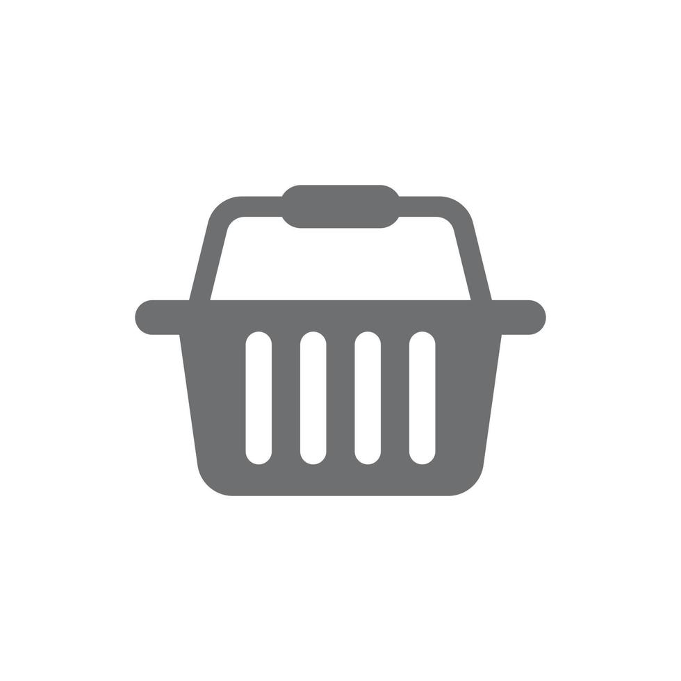 eps10 vector gris cesta de la compra icono sólido aislado sobre fondo blanco. símbolo de tienda en línea en un estilo moderno y sencillo para el diseño de su sitio web, logotipo, pictograma y aplicación móvil