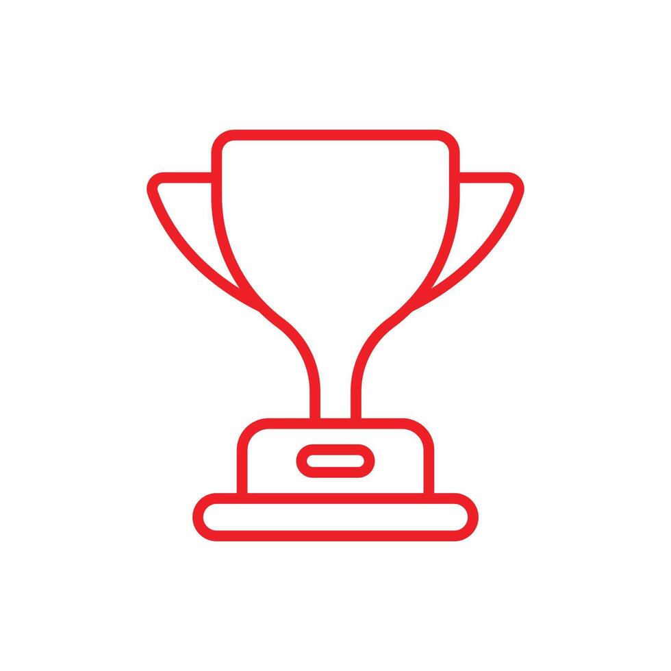 eps10 red vector trophy cup line icon isolated on white background. winner trophy symbol in a simple flat trendy modern style for your website design, logo, pictogram, UI, and mobile application