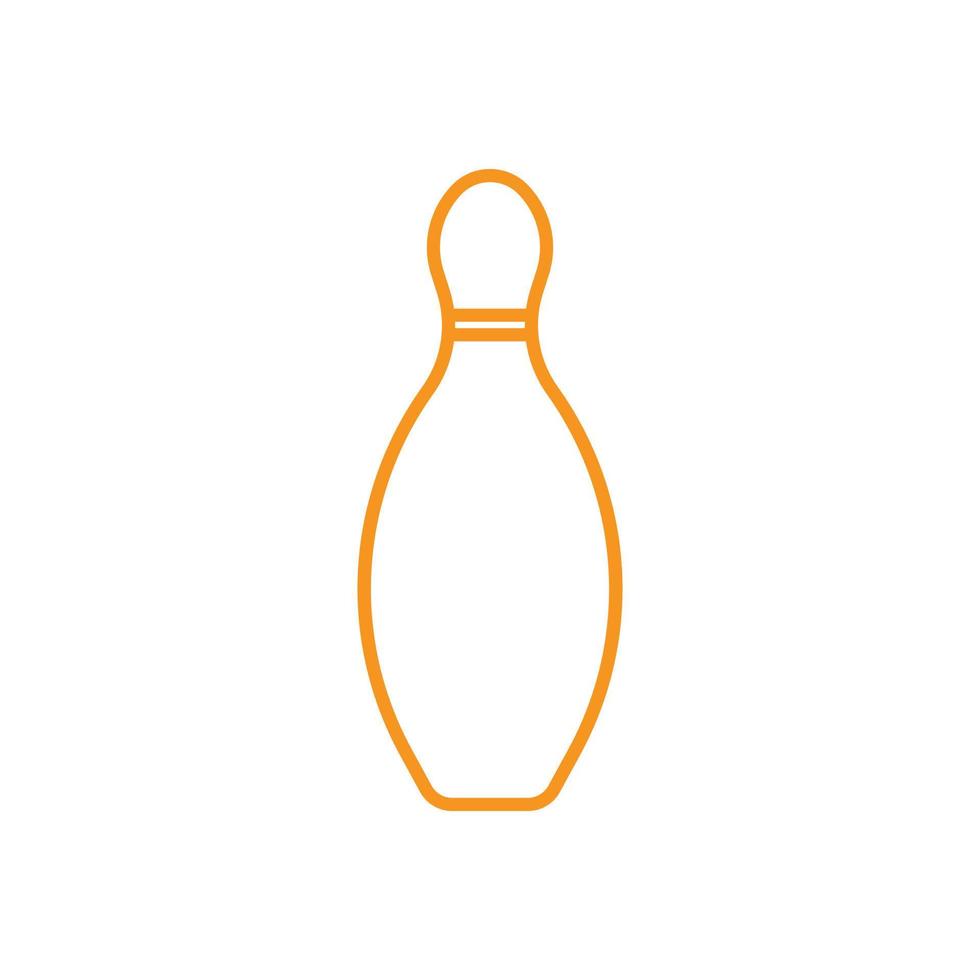 eps10 orange vector bowling pin line icon isolated on white background. bowling skittle symbol in a simple flat trendy modern style for your website design, logo, pictogram, and mobile application