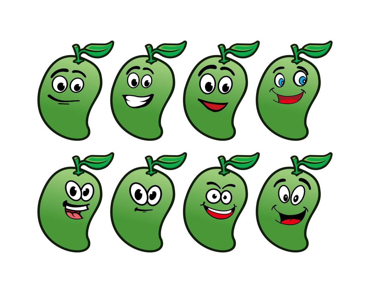 Cartoon mango character collection vector icon