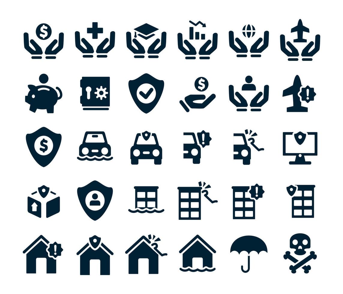 Insurance icon set collection vector