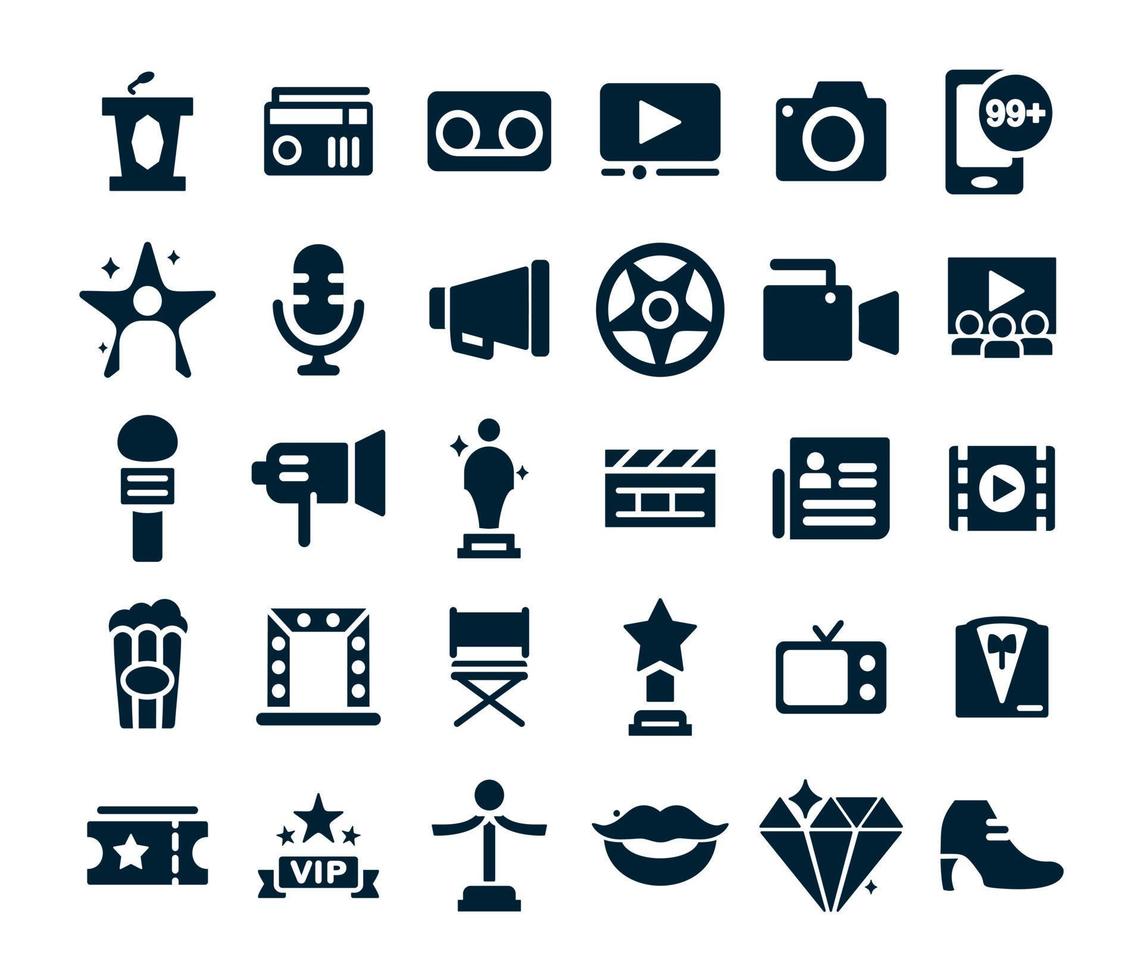 Cinema and celebrity icon set collection vector