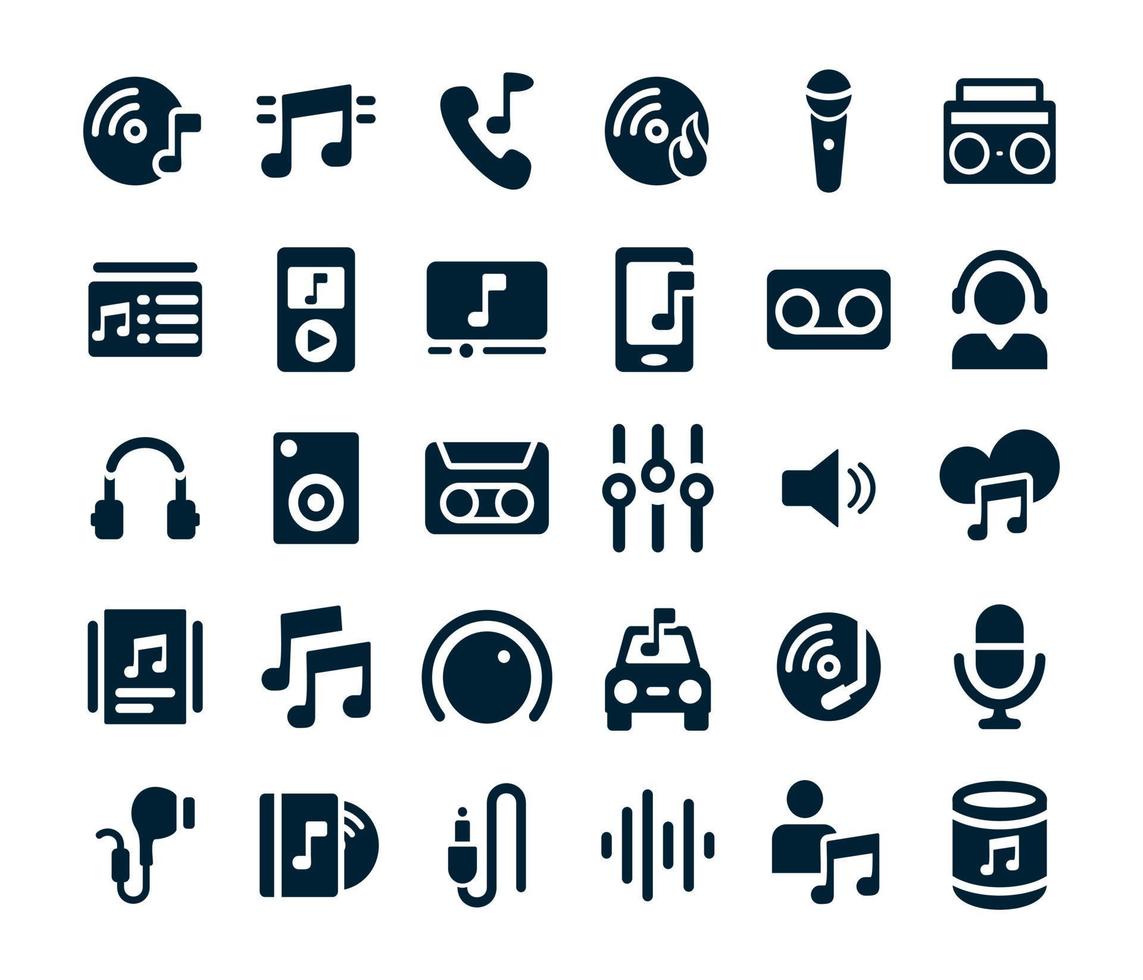 Music and audio icon set collection vector