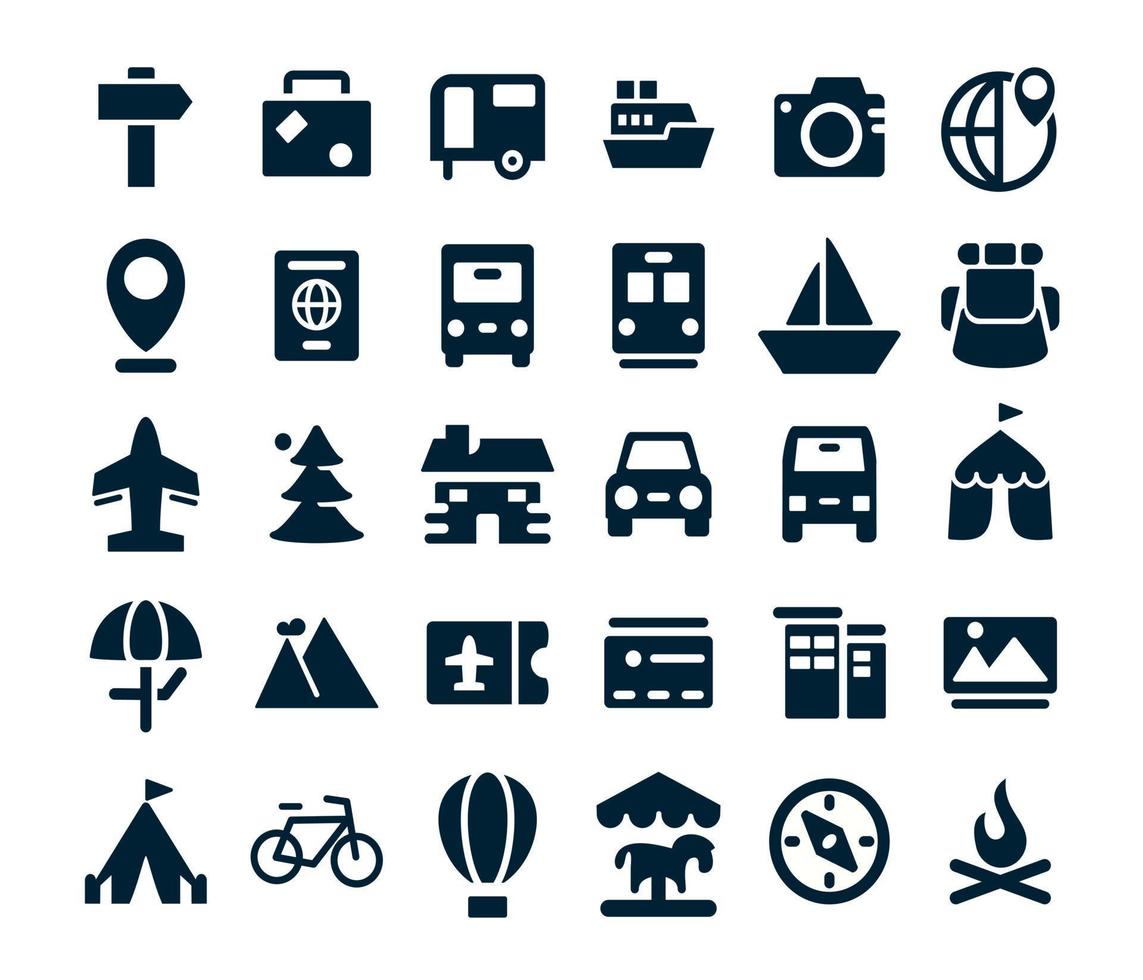 Travel and tourism icon set collection vector