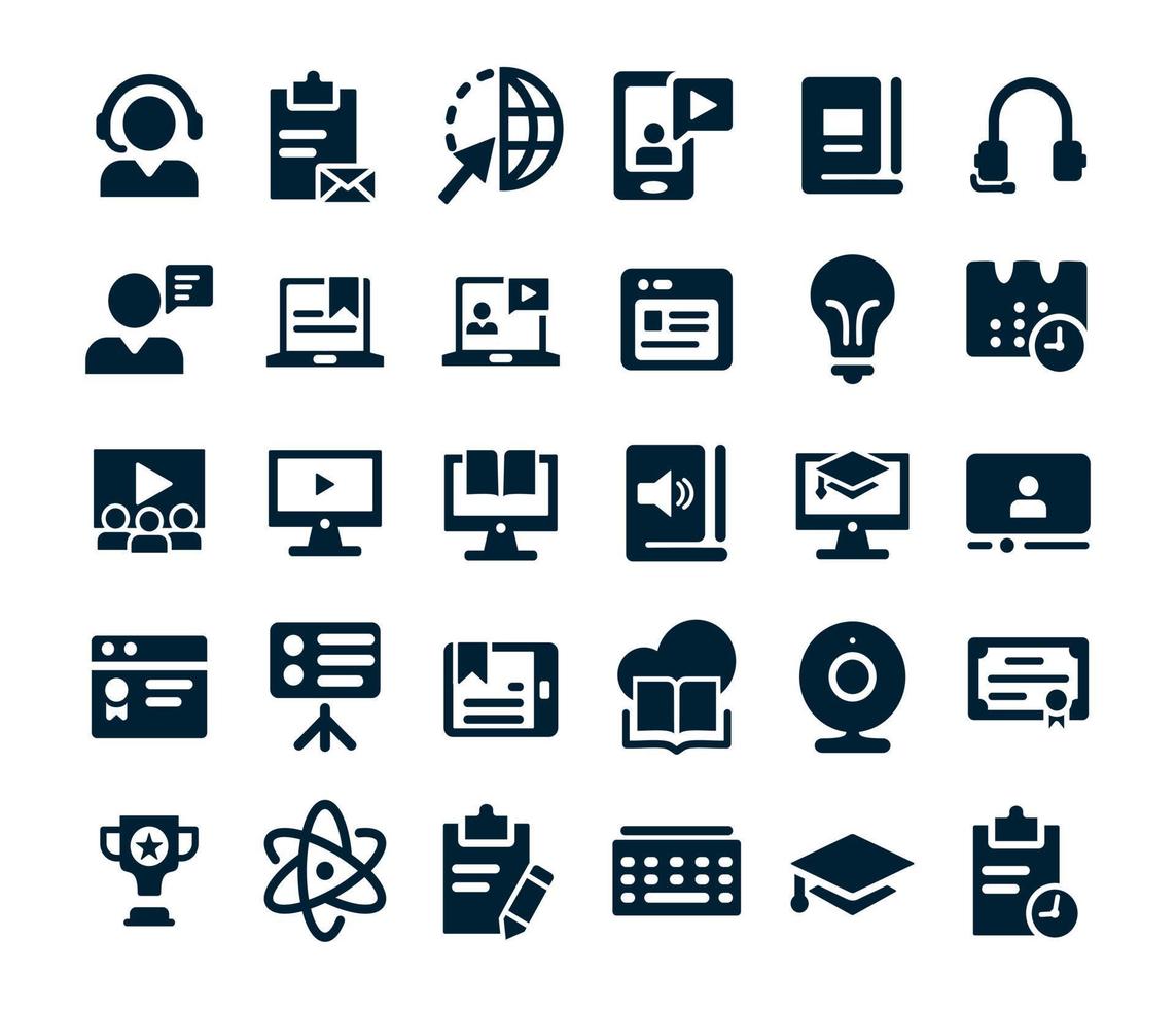 E-learning icon set collection vector