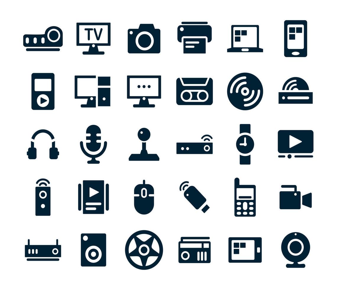 Multimedia icon set collection vector