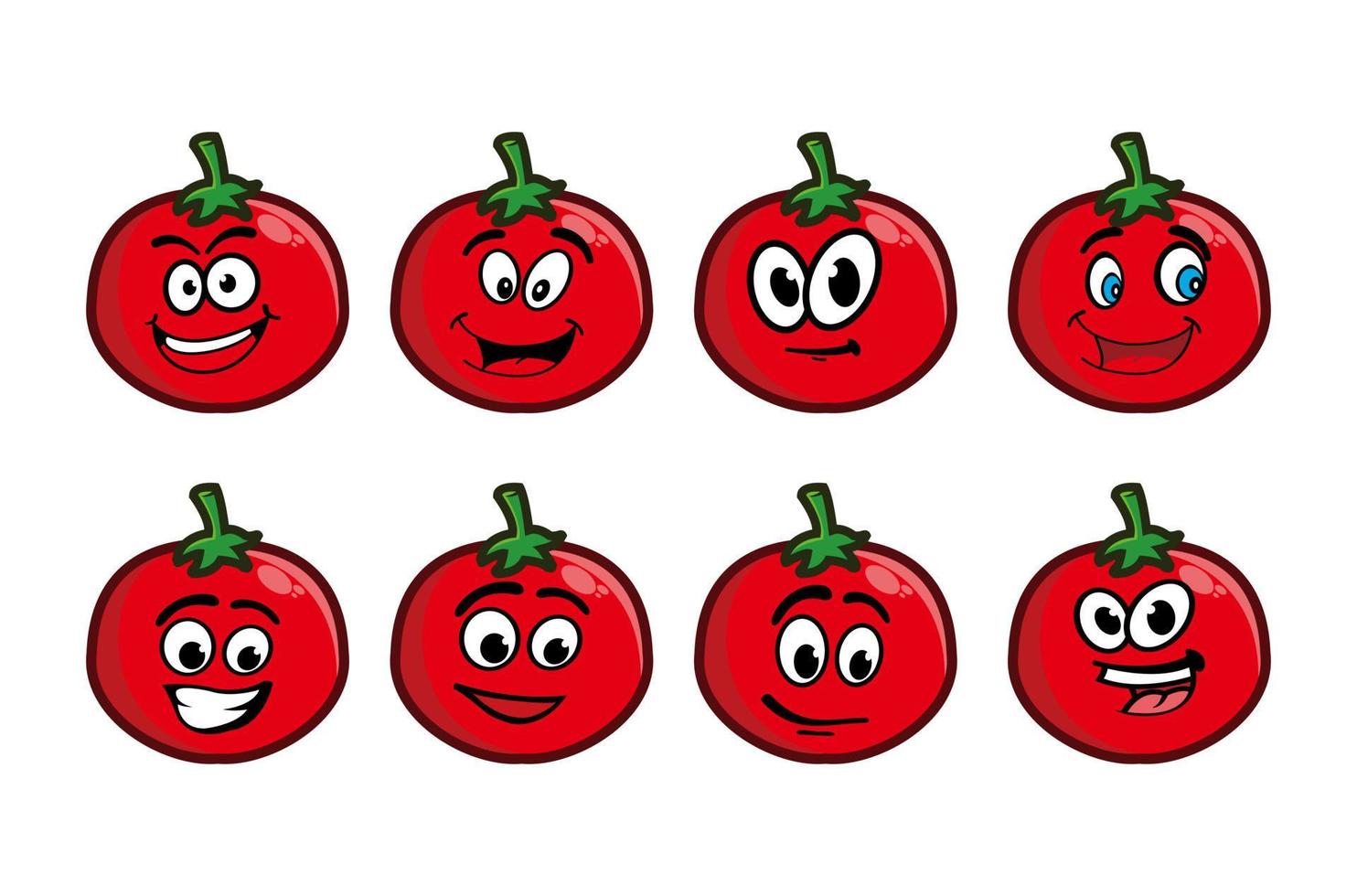 icono de vector de colección de personajes de tomate de dibujos animados