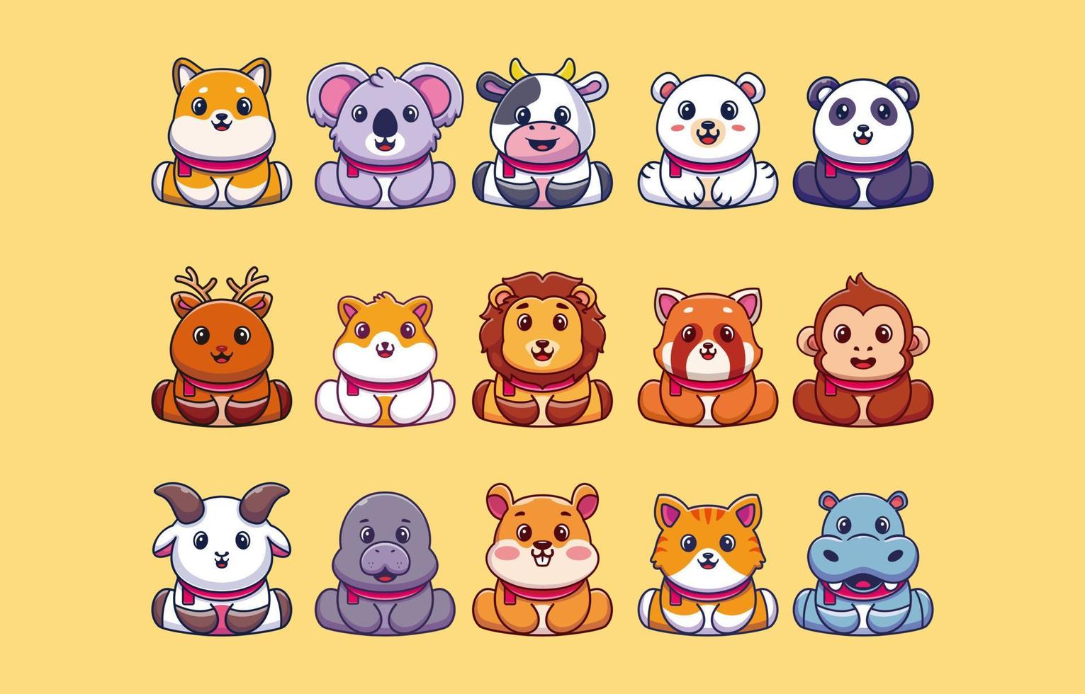 Set of animals sitting premium vector