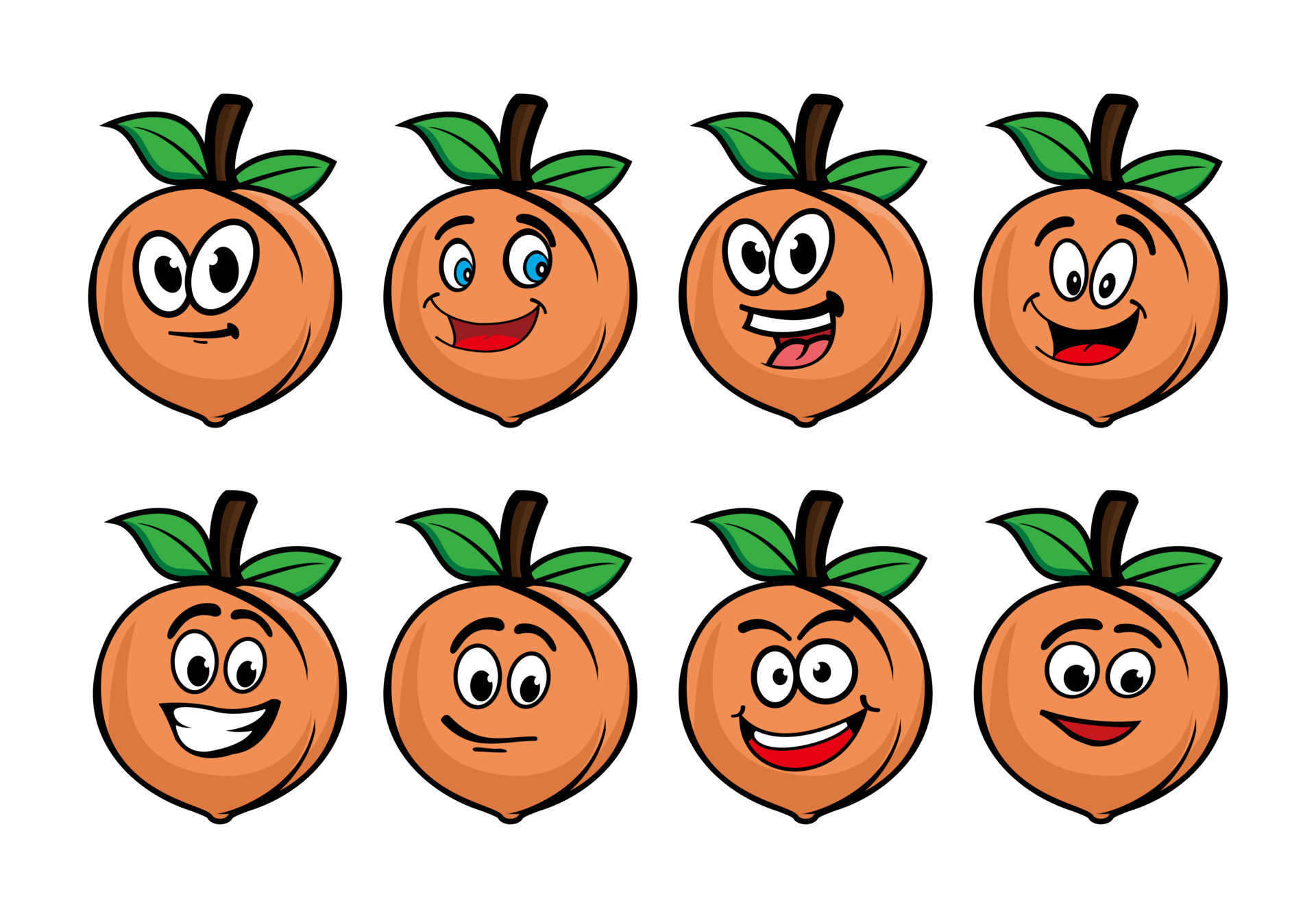Cartoon peach character collection vector icon 10365842 Vector Art at
