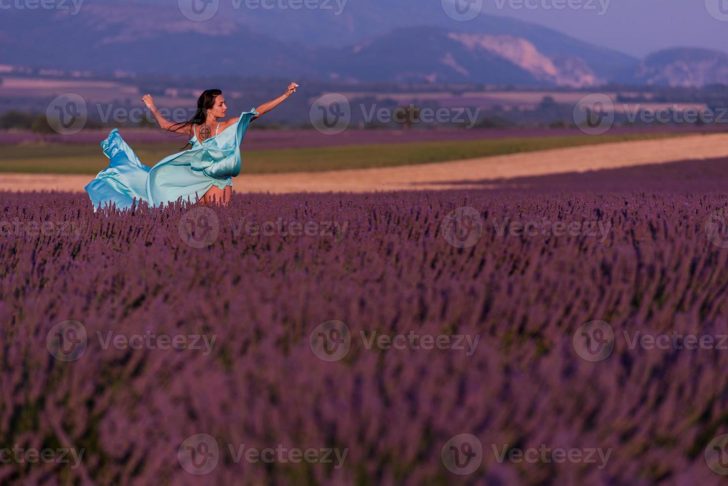 woman in lavender flower field photo