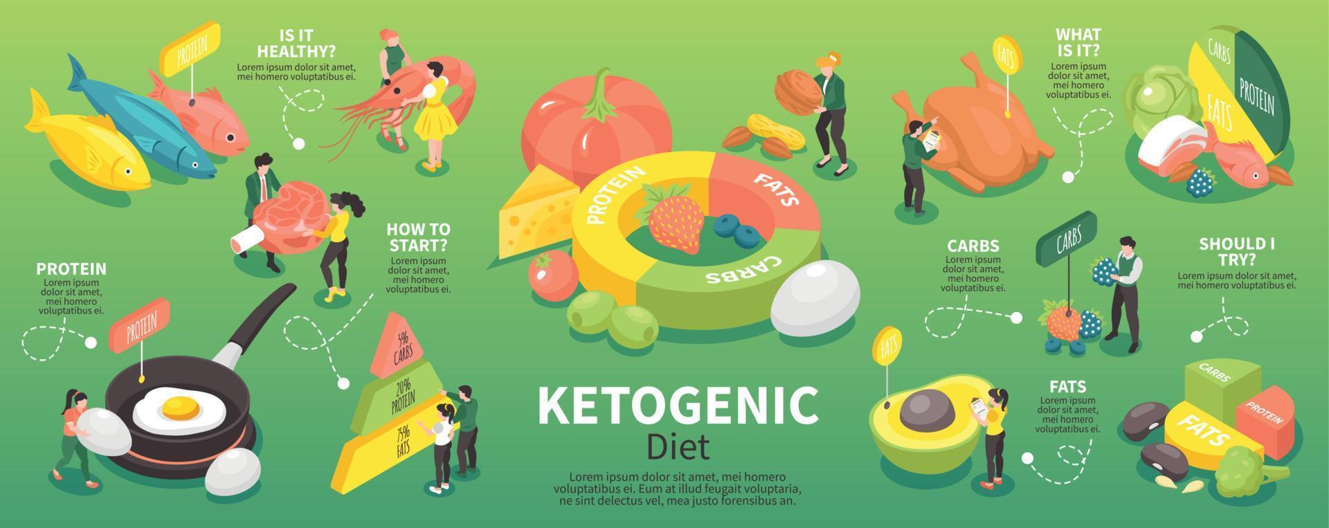 Isometric Keto Diet Infographics vector
