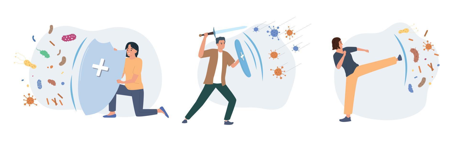 People Fighting Virus vector