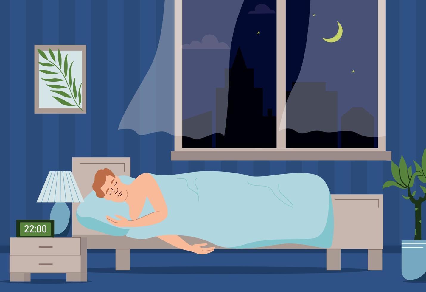 hombre saludable composición para dormir vector