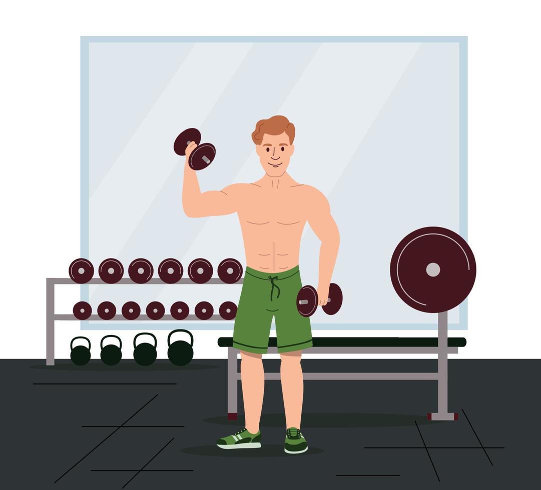 hombre en composición de gimnasio vector