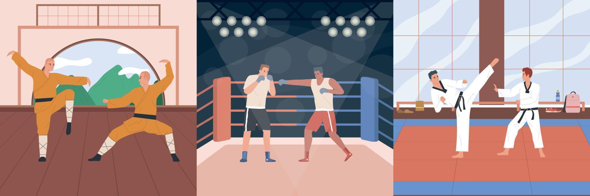 Fighters Flat Composition Set vector