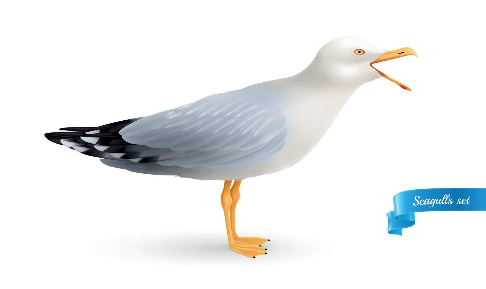 Crying Seagull Realistic Composition vector