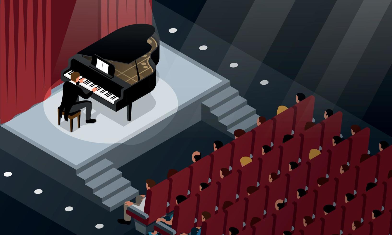 Isometric Musicians Horizontal Illustration vector