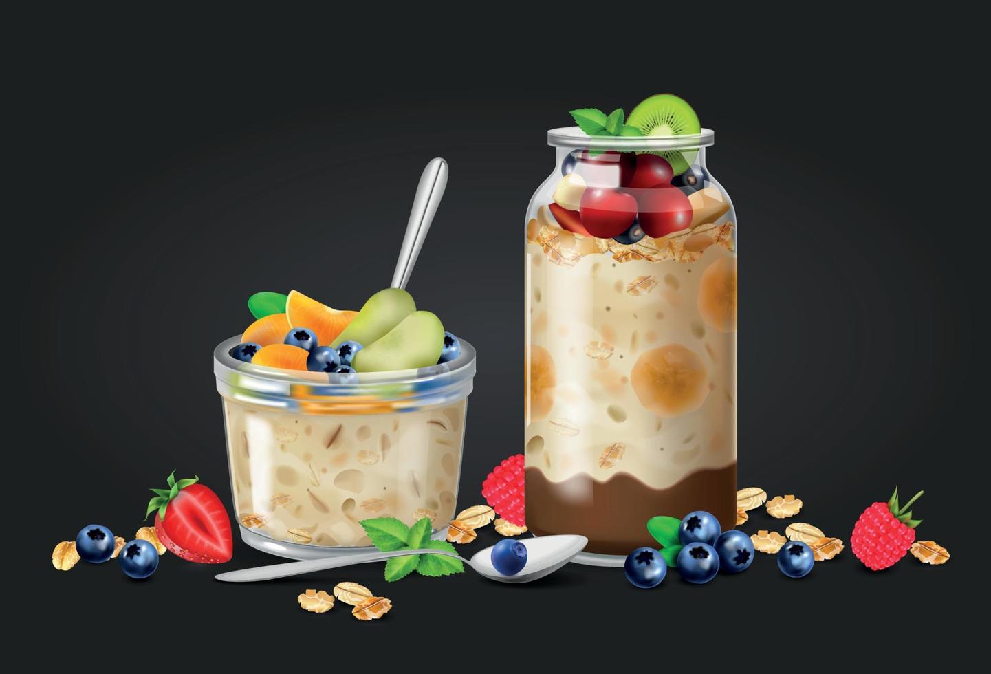 Realistic Overnight Oats Composition vector