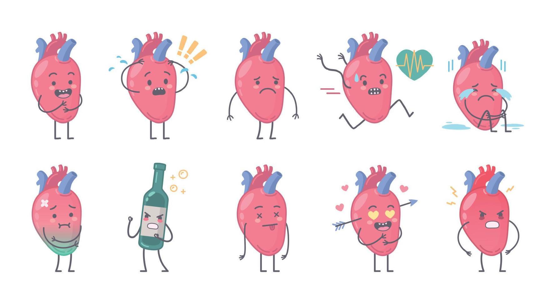 Human Heart Characters Set vector