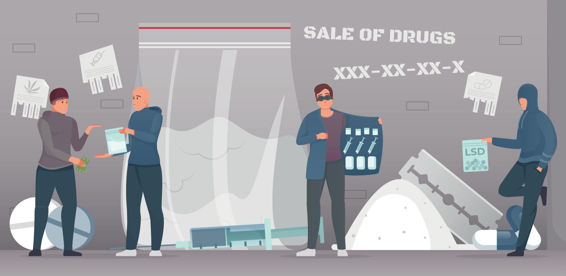 Flat Drug Trade Illustration vector