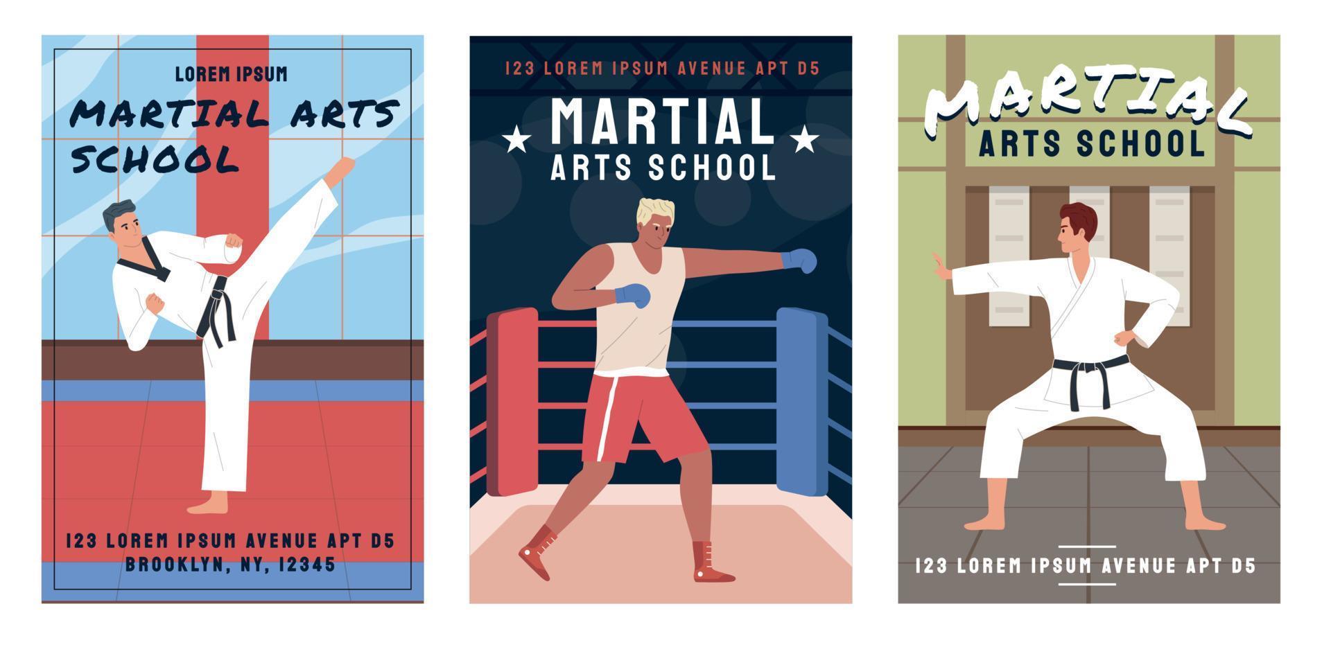 Fighters Flat Cards vector