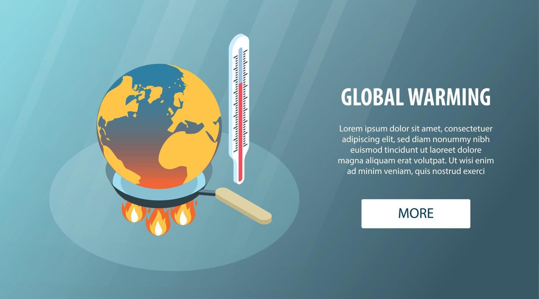 ilustración isométrica del calentamiento global vector