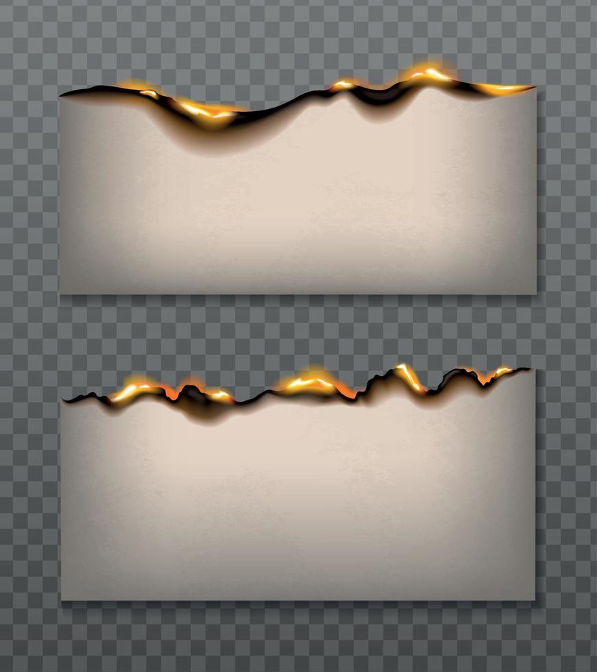 Burning Paper Banners Set vector