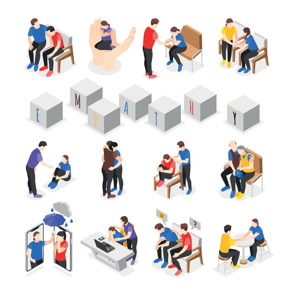 Empathy Characters Isometric Set vector