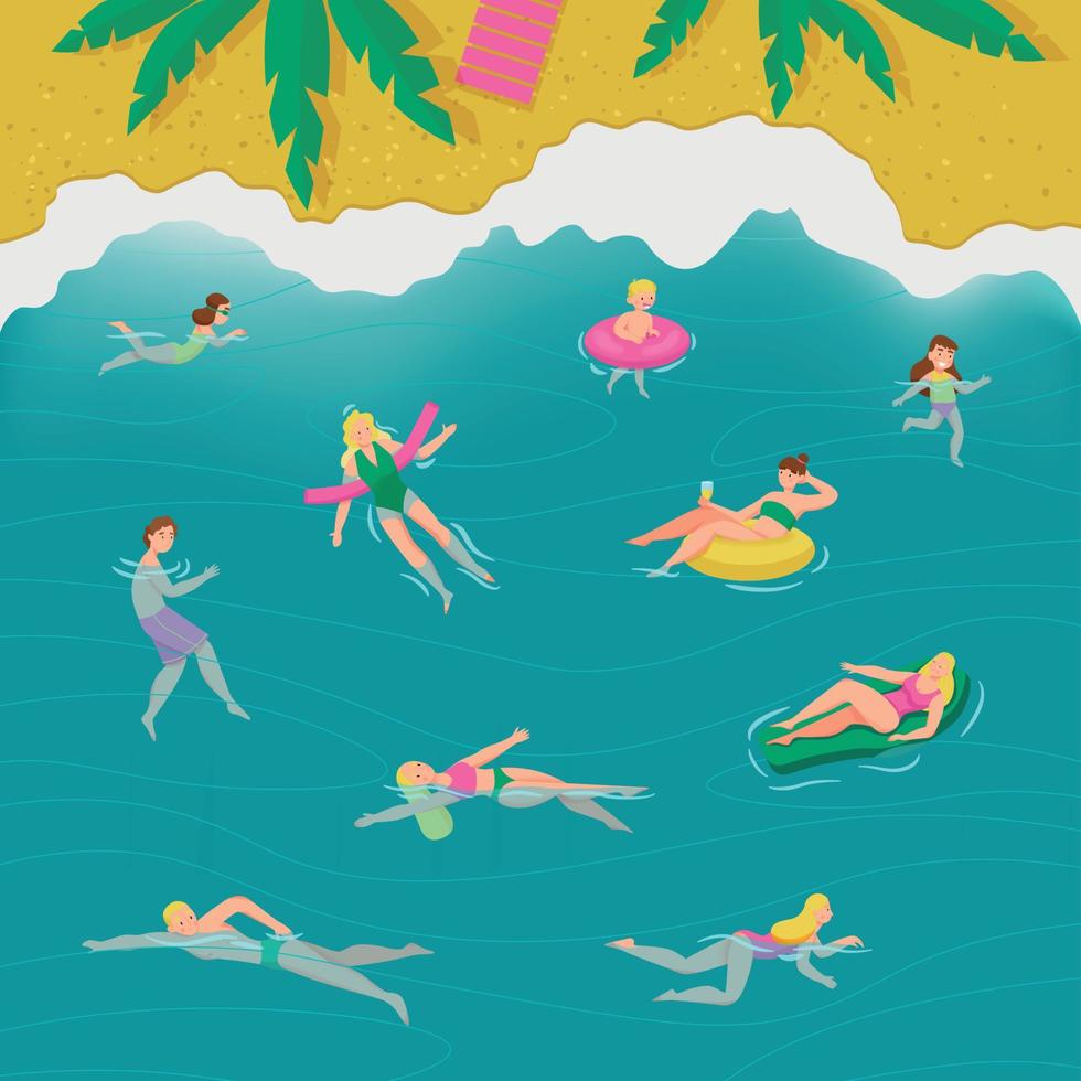 Swimming Swimwear People Composition vector