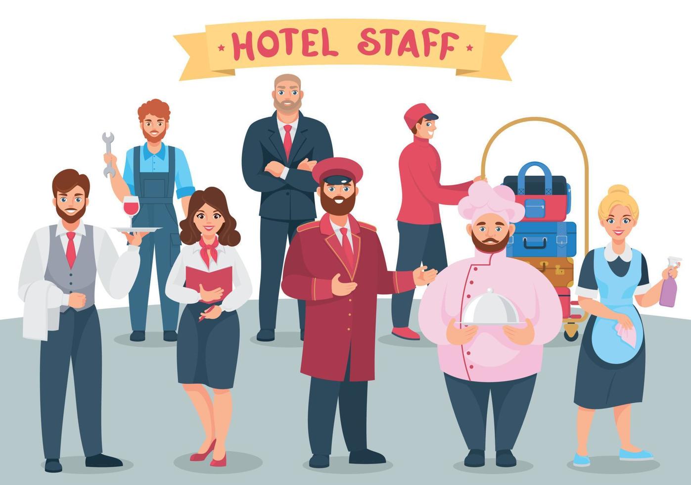 Hotel Staff Members Composition vector