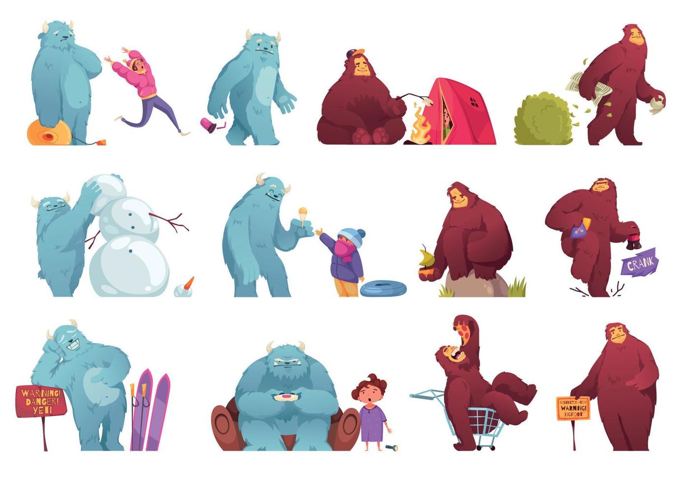 Bigfoot Cartoon Set vector