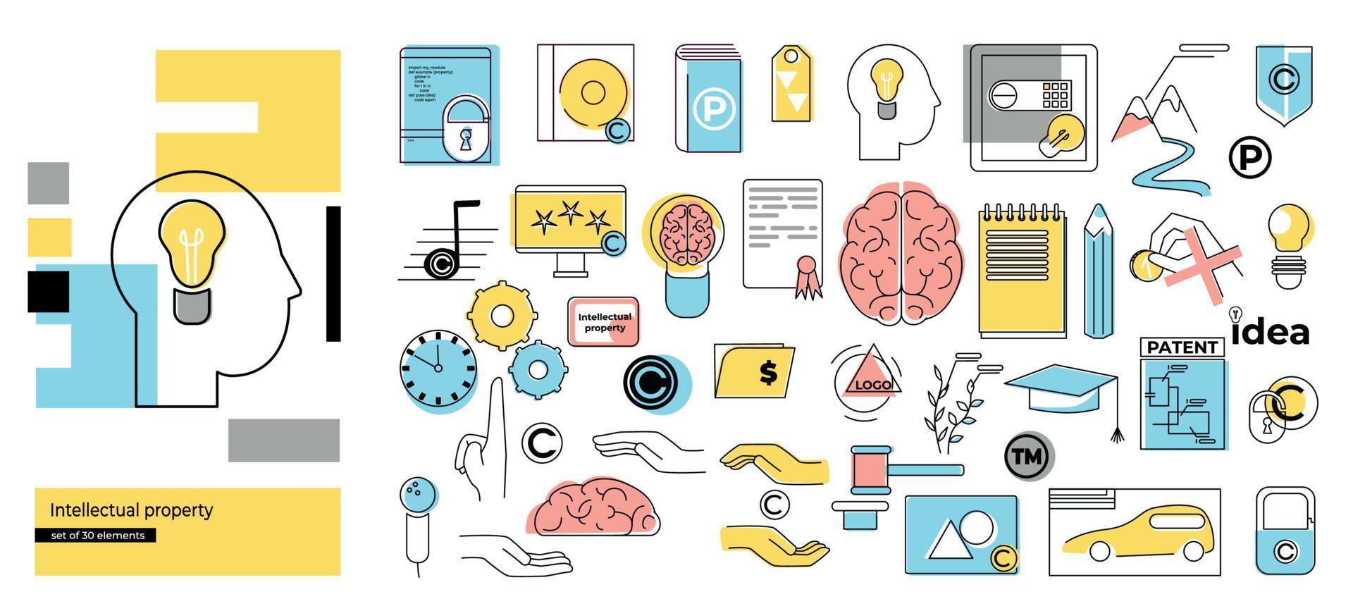 Intellectual Property Compositions Set vector