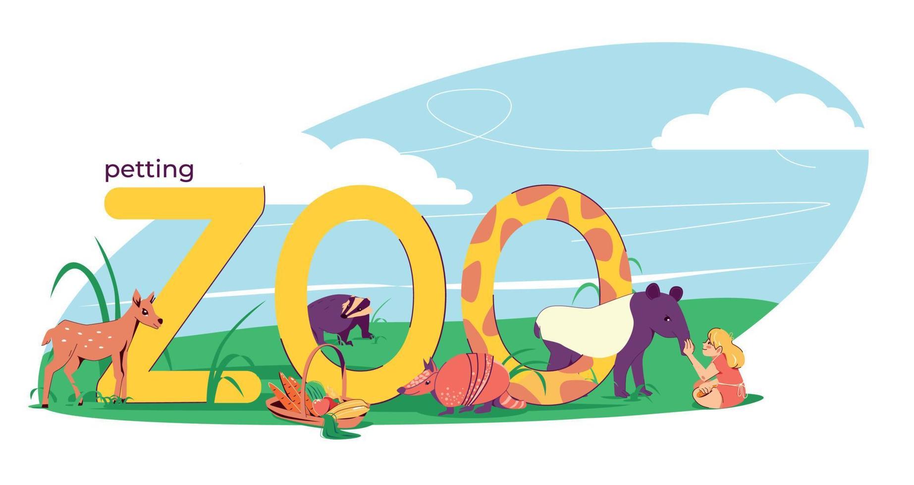 Zoo Petting Flat Composition vector