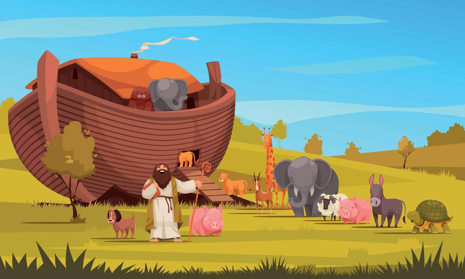 ilustración de dibujos animados de arca de noé vector