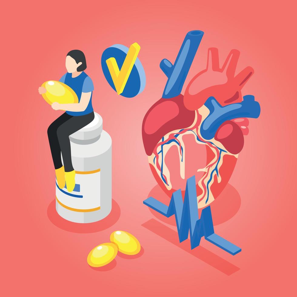 Omega 3 Isometric Background vector