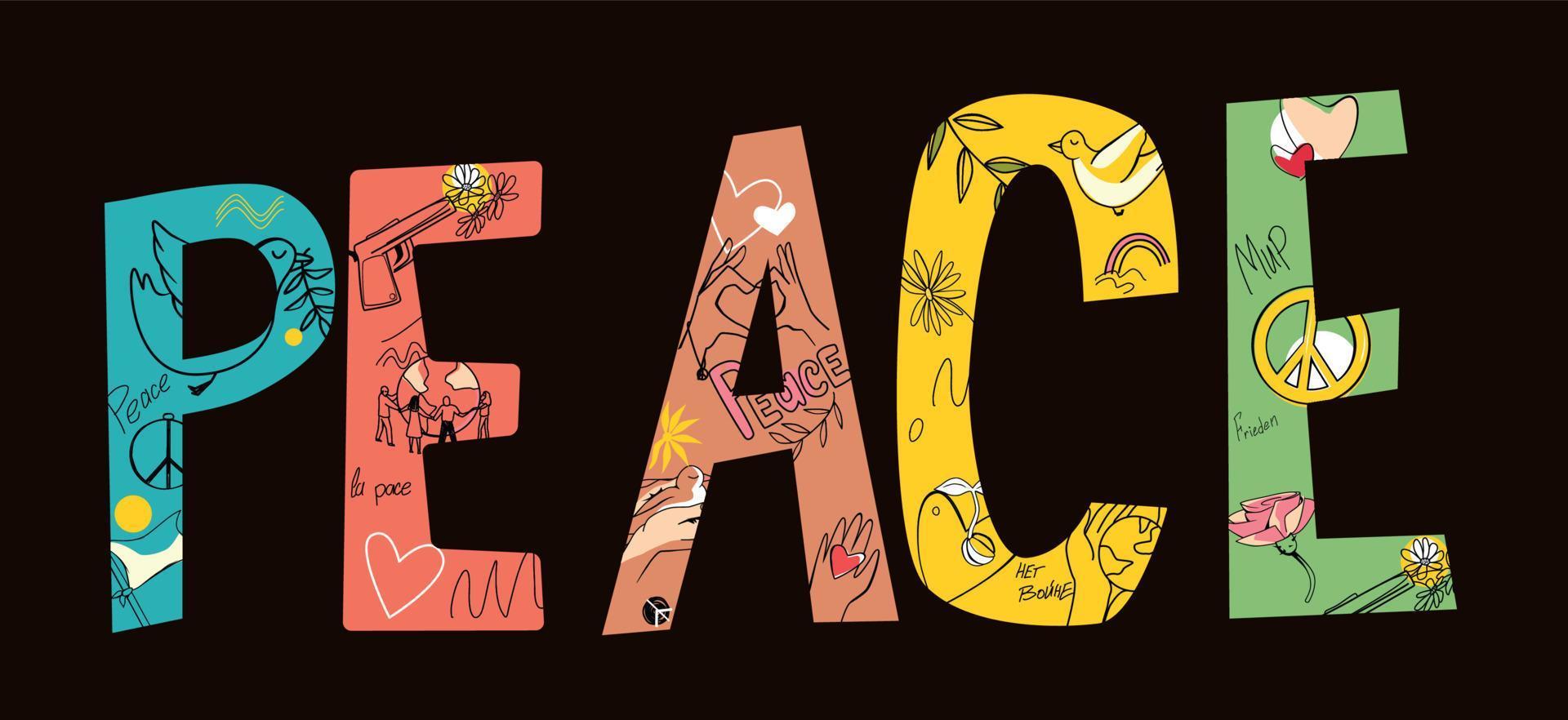 Peace Text Flat Banner vector