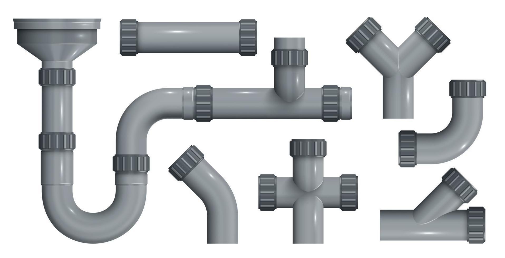 Sewerage Pipes Realistic Set vector