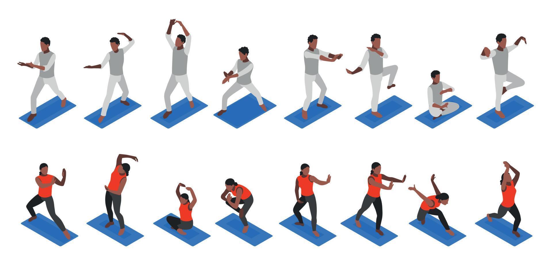 conjunto de día de tai chi y qigong vector