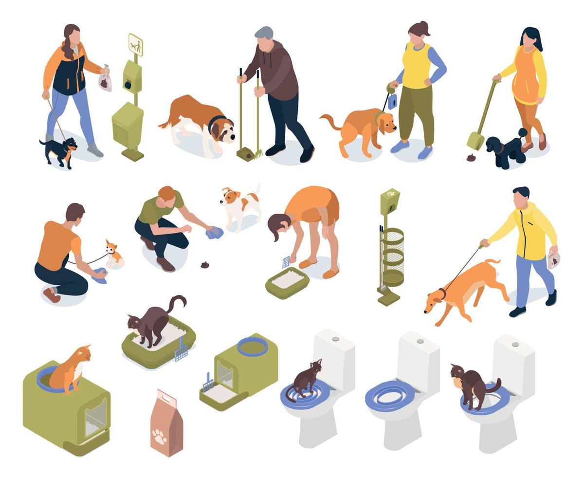 People Cleaning Pets Poop vector