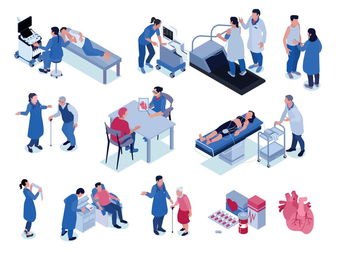 Cardiologist Isometric Icons Set vector