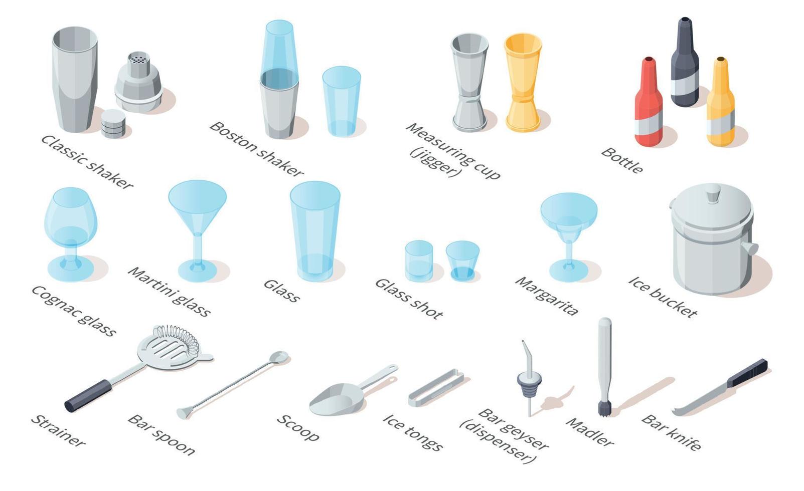 Bartender Isometric Set vector