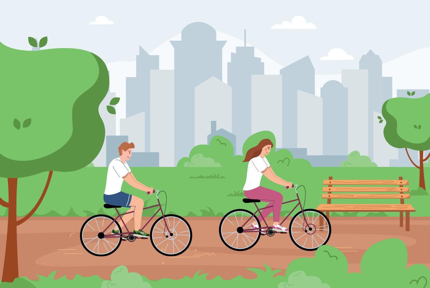 Park Bicycle Ride Composition vector