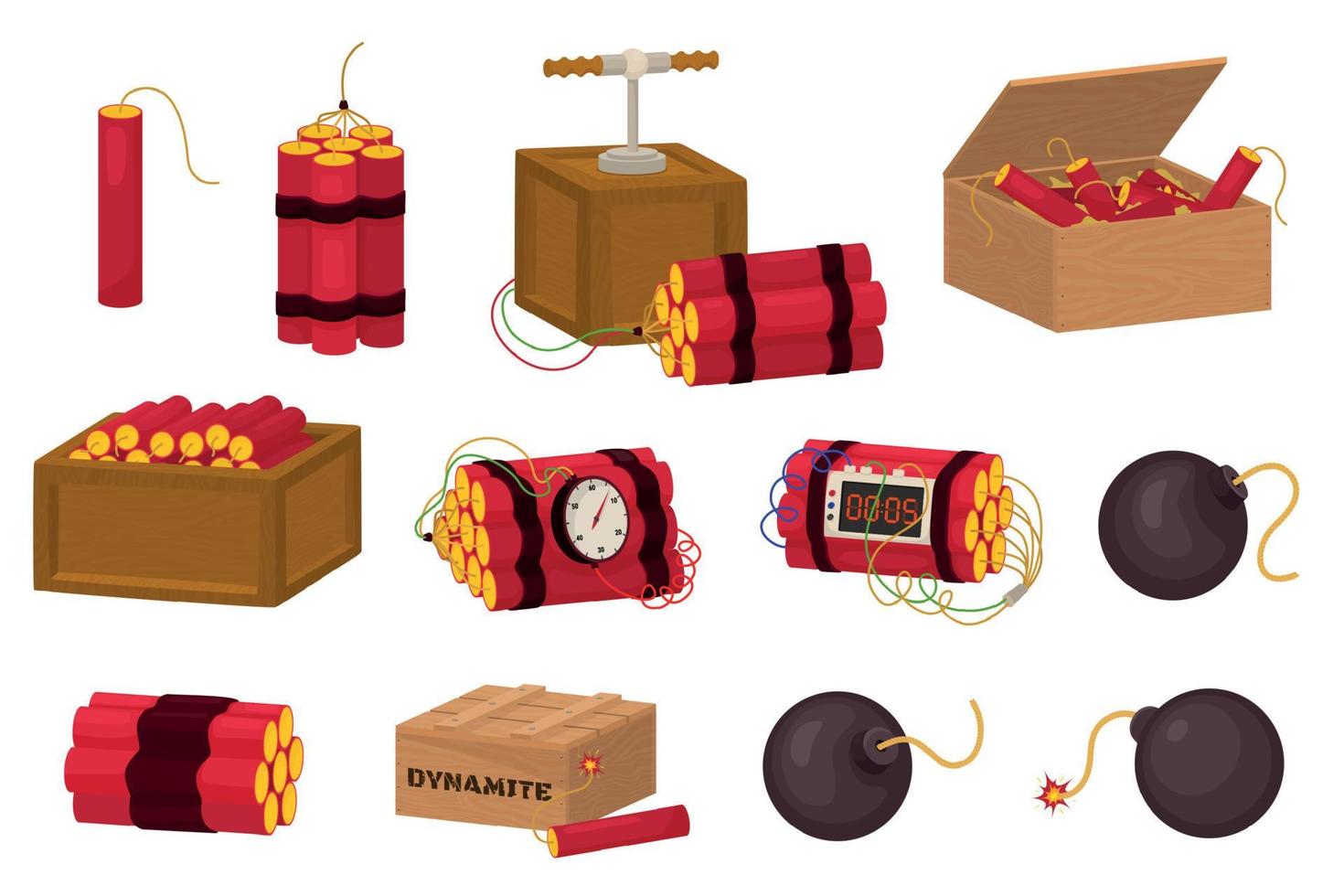 Dynamite Bombs Explosives Set vector