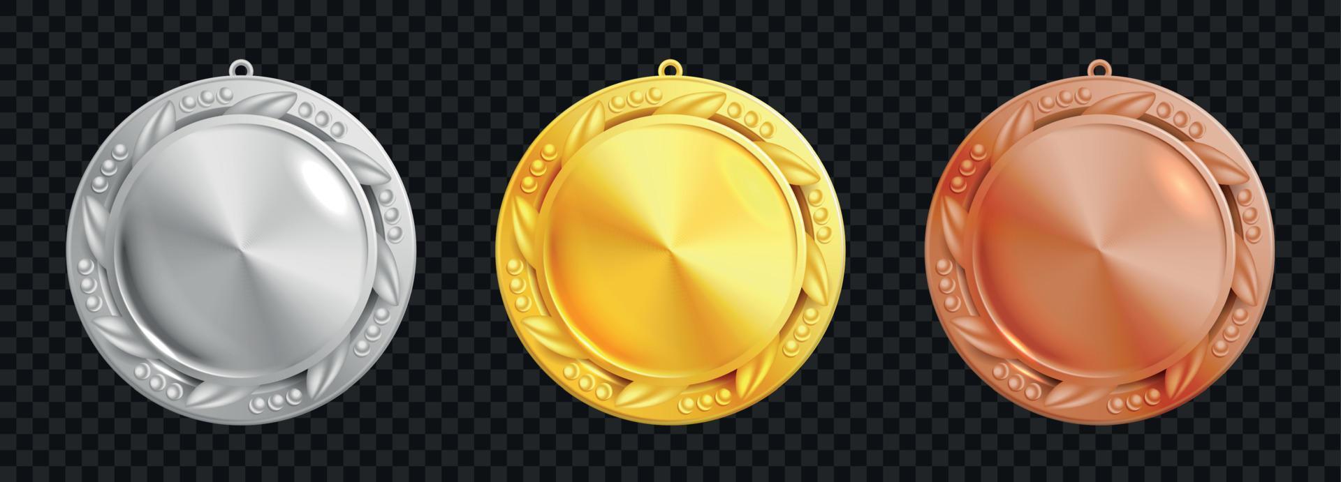 Realistic Medal Transparent Set vector