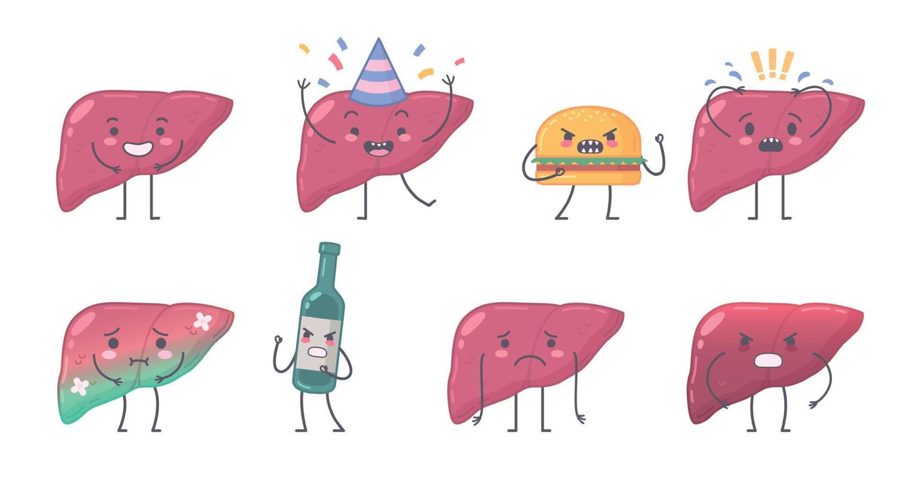 Human Organs Unhealthy Set vector