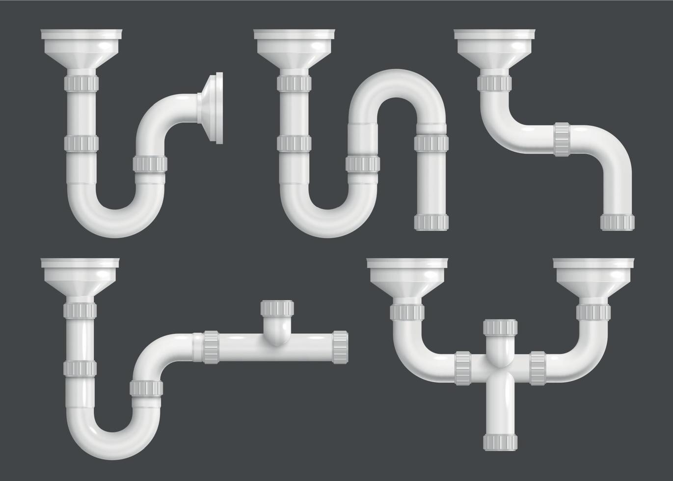 Drain Pipes Realistic Set vector