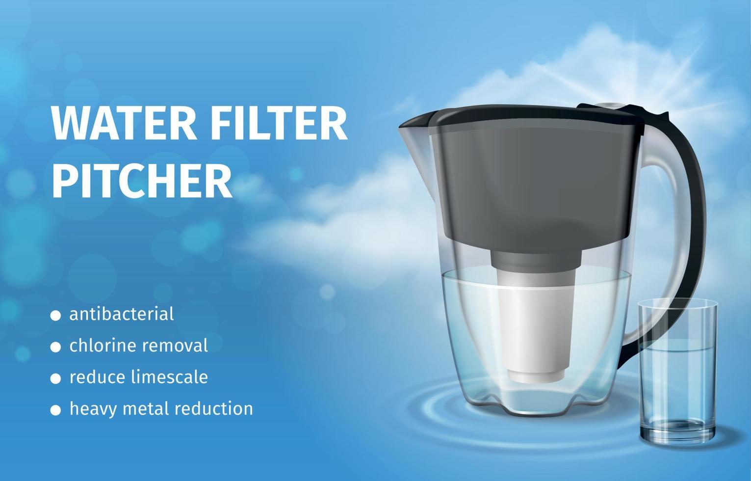 filtro de agua realista vector