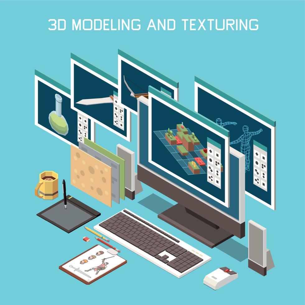 Game Development And Modeling Concept vector