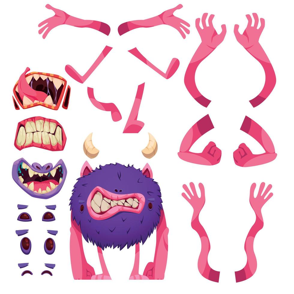 Monster Constructor Cartoon Set vector